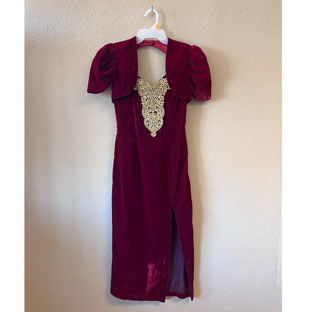 Vintage 90s red velvet My Fashion formal dress size S